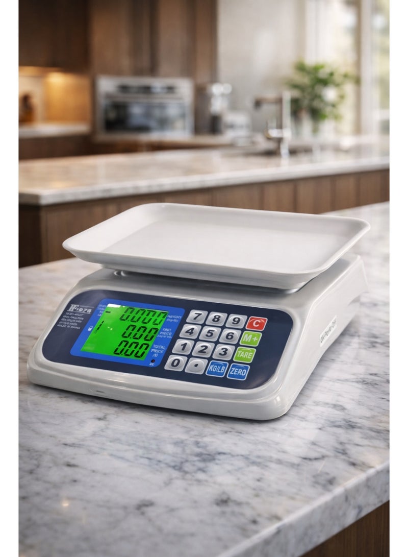 Commercial digital electronic scale for automatic counting - 30 kg capacity, 1 gram accuracy - dual LCD display for shops and homes. - Image 1